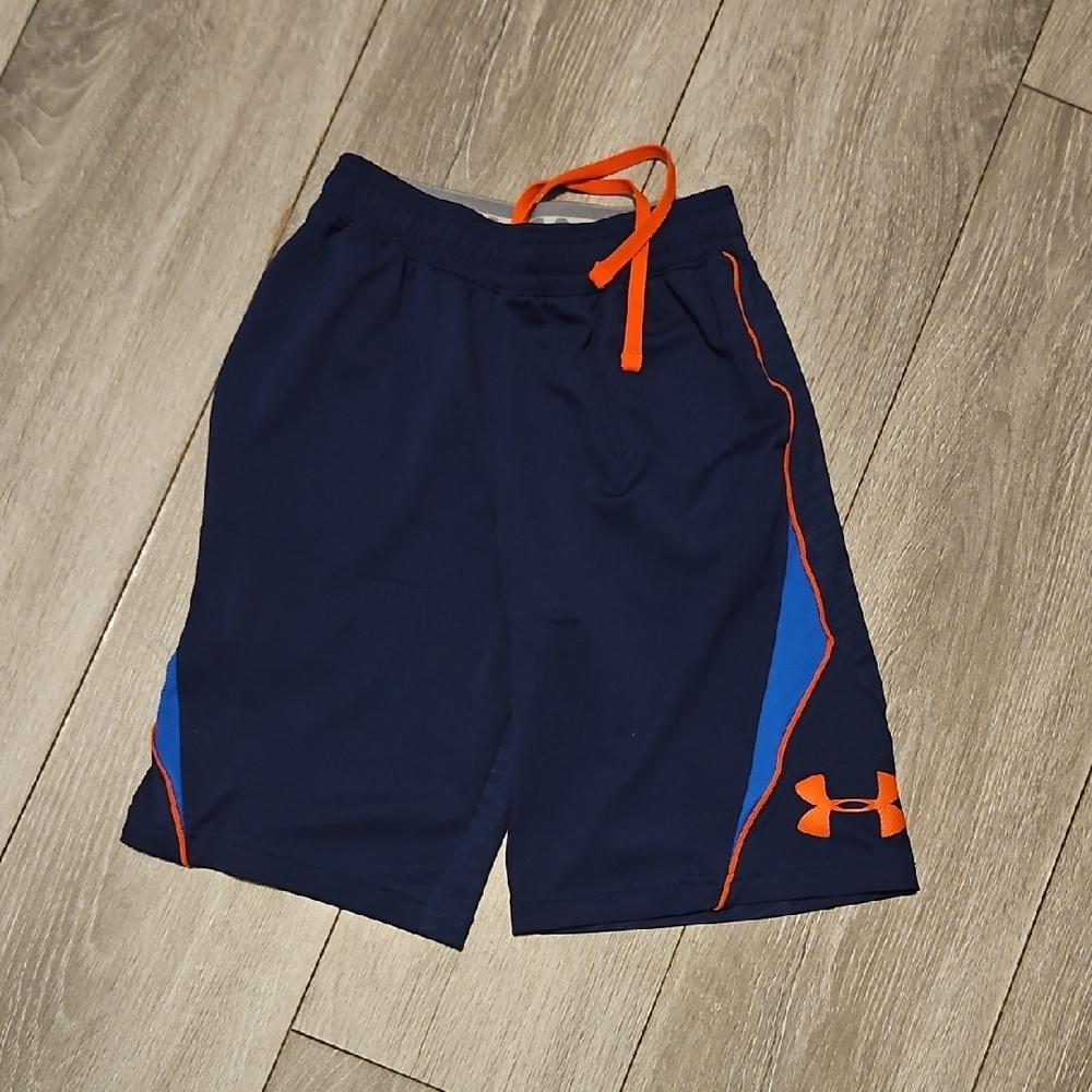 Under Armour Dark Blue Shorts with Orange and Blue Accents